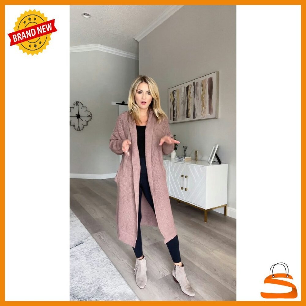 Oversized Long Cardigan Sweater Open Front Winter Coat Soft Cozy - Picture 8 of 8